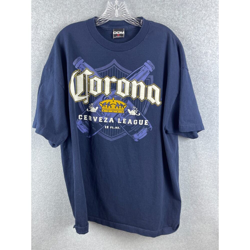 Corona Beer Cerveza League Shirt Size 2XL Blue Short Sleeve Tee Party